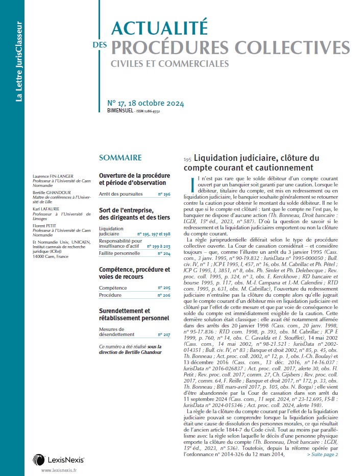 📢 l'Actualité des procédures collectives n° 17 du 18 octobre 2024, réalisé sous la direction de Bertille Ghandour, est en ligne sur #LexisNexis ↩️

lexis360intelligence.fr/revues/Actuali…