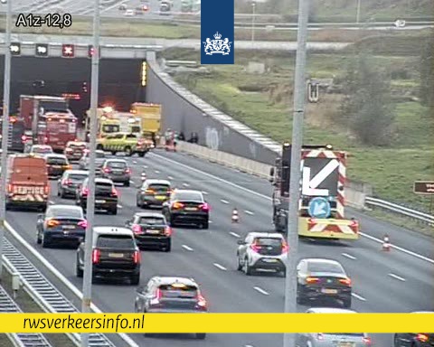 Ongeval op de A1 richting Amsterdam zorgt voor vertraging