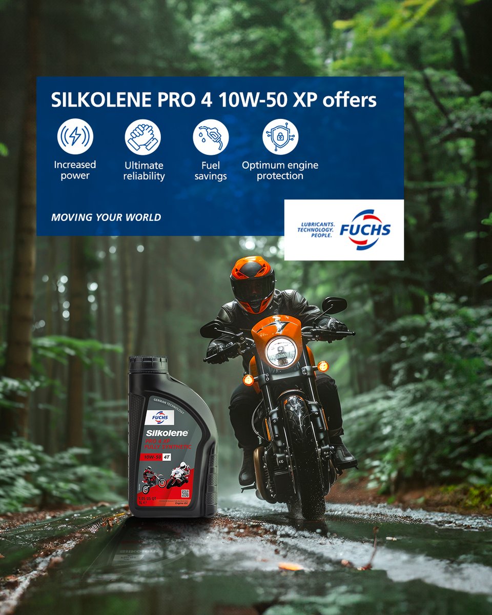 FuchsIndia's tweet photo. When speed is your passion, trust SILKOLENE PRO 4 10W-50 XP to power your engine, so you can focus on the race ahead.
#fuchs #fuchsindia #silkolenepro4 #fuchssilkolene #movingyourworld #engineoils #bikelife https://t.co/nAh7m8dMQo
