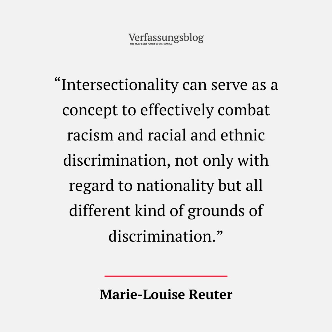 MARIE-LOUISE REUTER (<a href="/AfrLegalStudies/">African Legal Studies</a>) dives into the concept of intersectionality and its application in the quest against racial and ethnic discrimination.

verfassungsblog.de/exploring-inte…