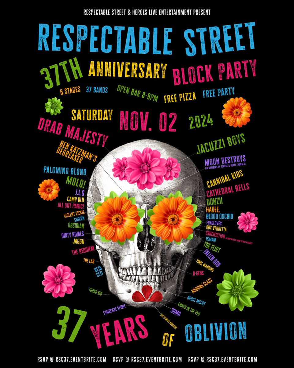 Heroes Live Entertainment (@heroesliveent) on Twitter photo FREE BLOCK PARTY!
<a href="/respectablest/">Respectable Street</a> + <a href="/heroesliveent/">Heroes Live Entertainment</a> present
<a href="/DrabMajesty/">DRAB MAJESTY</a> <a href="/JacuzziBoys/">Jacuzzi Boys</a> and many more on Saturday, November 2, 2024 @ Respectable Street 37th Anniversary Block Party in #WestPalmBeach, #Florida. RSVP: RSC37.eventbrite.com FREE BLOCK PARTY!
<a href="/respectablest/">Respectable Street</a> + <a href="/heroesliveent/">Heroes Live Entertainment</a> present
<a href="/DrabMajesty/">DRAB MAJESTY</a> <a href="/JacuzziBoys/">Jacuzzi Boys</a> and many more on Saturday, November 2, 2024 @ Respectable Street 37th Anniversary Block Party in #WestPalmBeach, #Florida. RSVP: RSC37.eventbrite.com