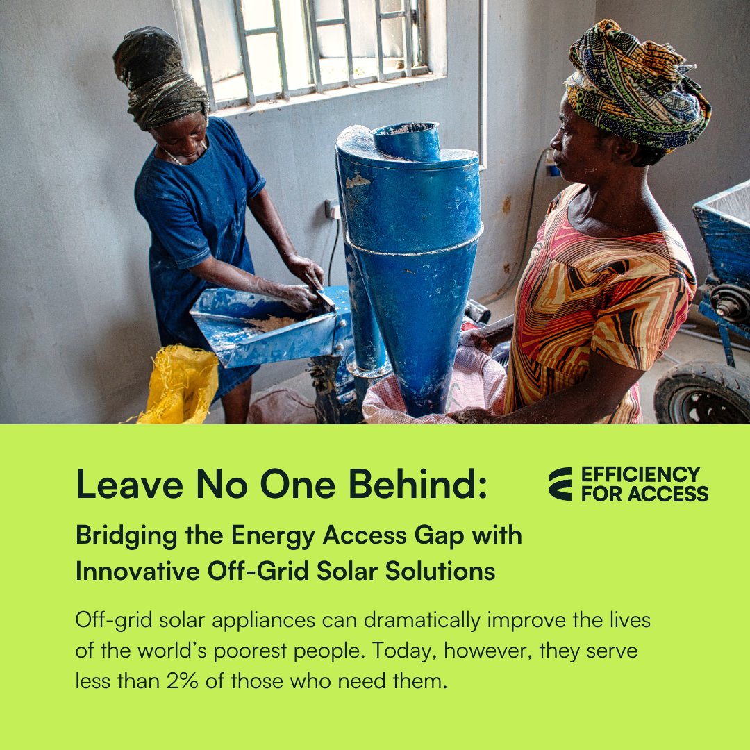 Mission Efficiency (@mission_ee) on Twitter photo Approximately 159M solar water pumps, fans, fridges & mills are needed to serve those without access to the grid. Less than 2% of demand is being met. Find out how we can change this in <a href="/EforA_Coalition/">Efficiency for Access</a>’s report: efficiencyforaccess.org/publications/l…
#SolarAppliancesForAll #LeaveNoOneBehind Approximately 159M solar water pumps, fans, fridges & mills are needed to serve those without access to the grid. Less than 2% of demand is being met. Find out how we can change this in <a href="/EforA_Coalition/">Efficiency for Access</a>’s report: efficiencyforaccess.org/publications/l…
#SolarAppliancesForAll #LeaveNoOneBehind