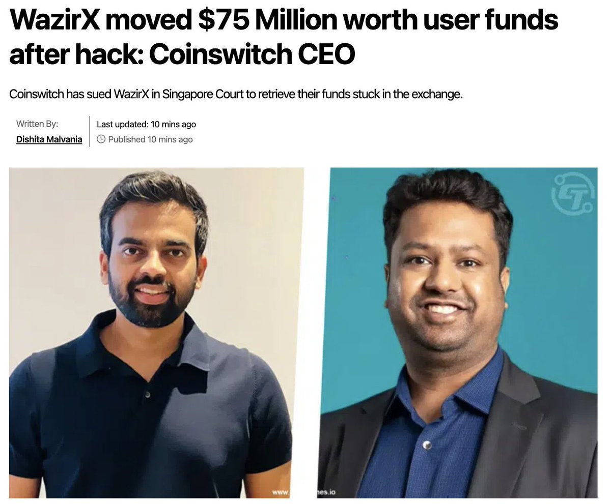 pushpendrakum's tweet photo. 🚨🚨🚨🚨🚨Wazirx exchange secretly moved $75 Million worth of user funds to global exchanges bybit, Kucoin &amp; others without informing users, after the July 18 hack.

Why Wazirx is doing this ? https://t.co/njG7Pgn0Xs