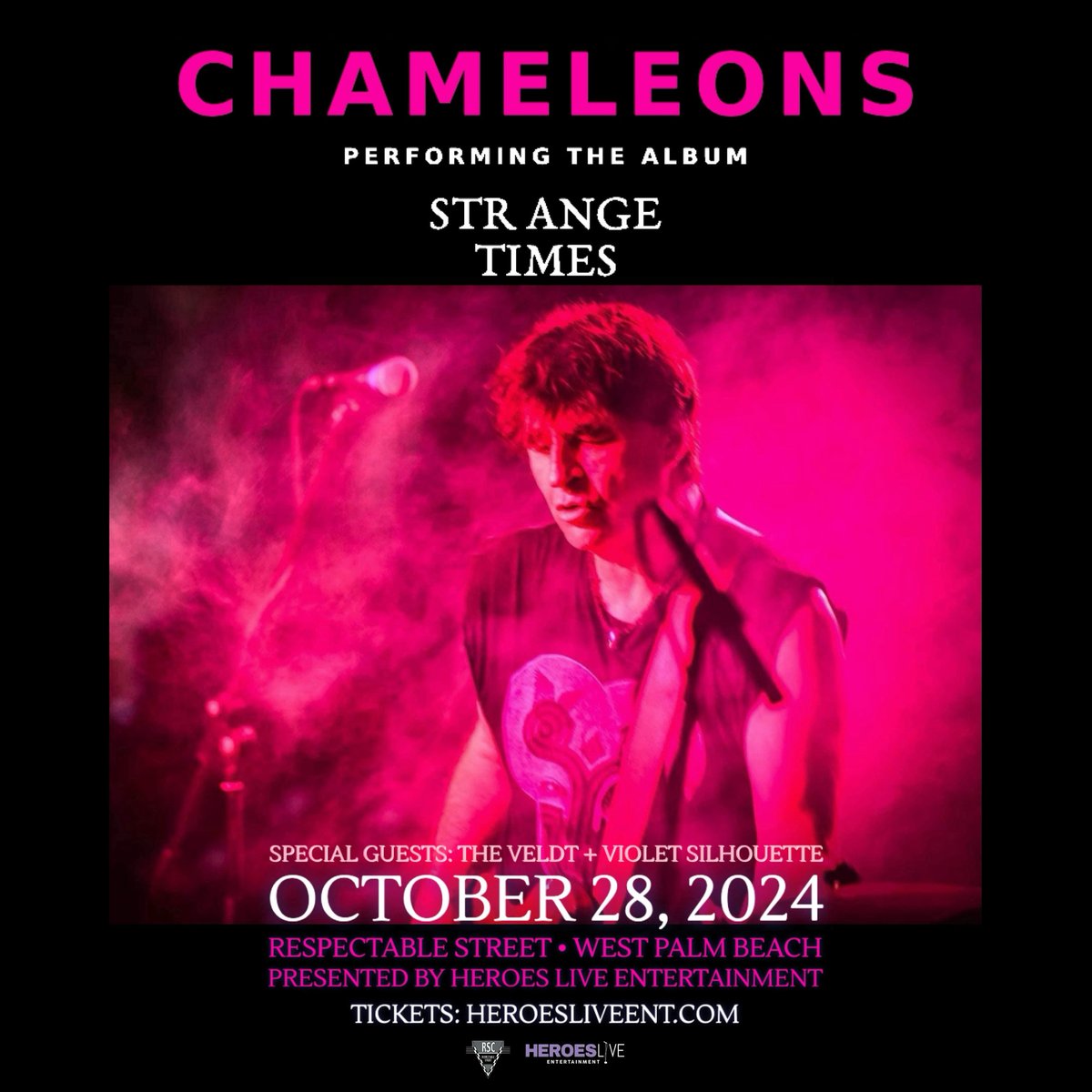 Heroes Live Entertainment (@heroesliveent) on Twitter photo One week away! 10/28 Chameleons Perform Strange Times + The Veldt + Violet Silhouette at <a href="/respectablest/">Respectable Street</a> in West Palm Beach.
Tickets: chameleons.eventbrite.com
#heroeliveent #chameleons #chameleonsband #thechameleonsuk #markburgess #theveldt #respectablestreet One week away! 10/28 Chameleons Perform Strange Times + The Veldt + Violet Silhouette at <a href="/respectablest/">Respectable Street</a> in West Palm Beach.
Tickets: chameleons.eventbrite.com
#heroeliveent #chameleons #chameleonsband #thechameleonsuk #markburgess #theveldt #respectablestreet