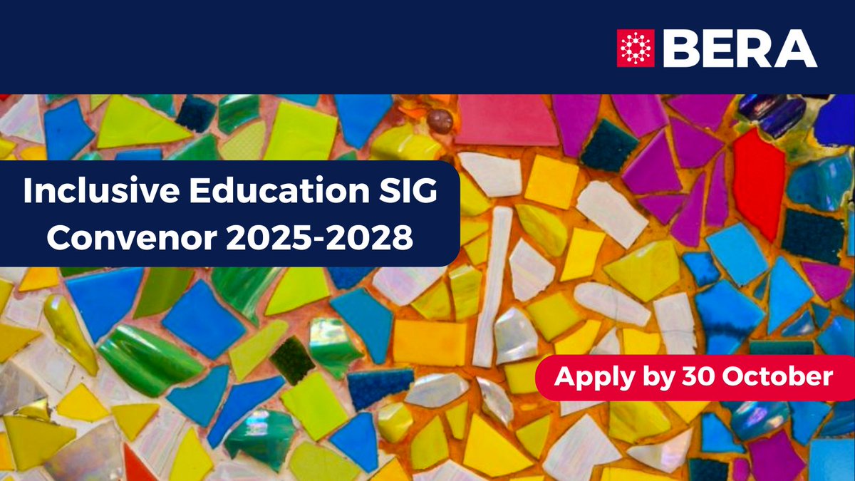 BERA Vacancy! 

Call for SIG Convenor 2025-2028 📣
The Inclusive Education SIG provides a forum for critical discussion about all aspects of Inclusive education. 

Find out more and apply: bera.ac.uk/opportunity/in…