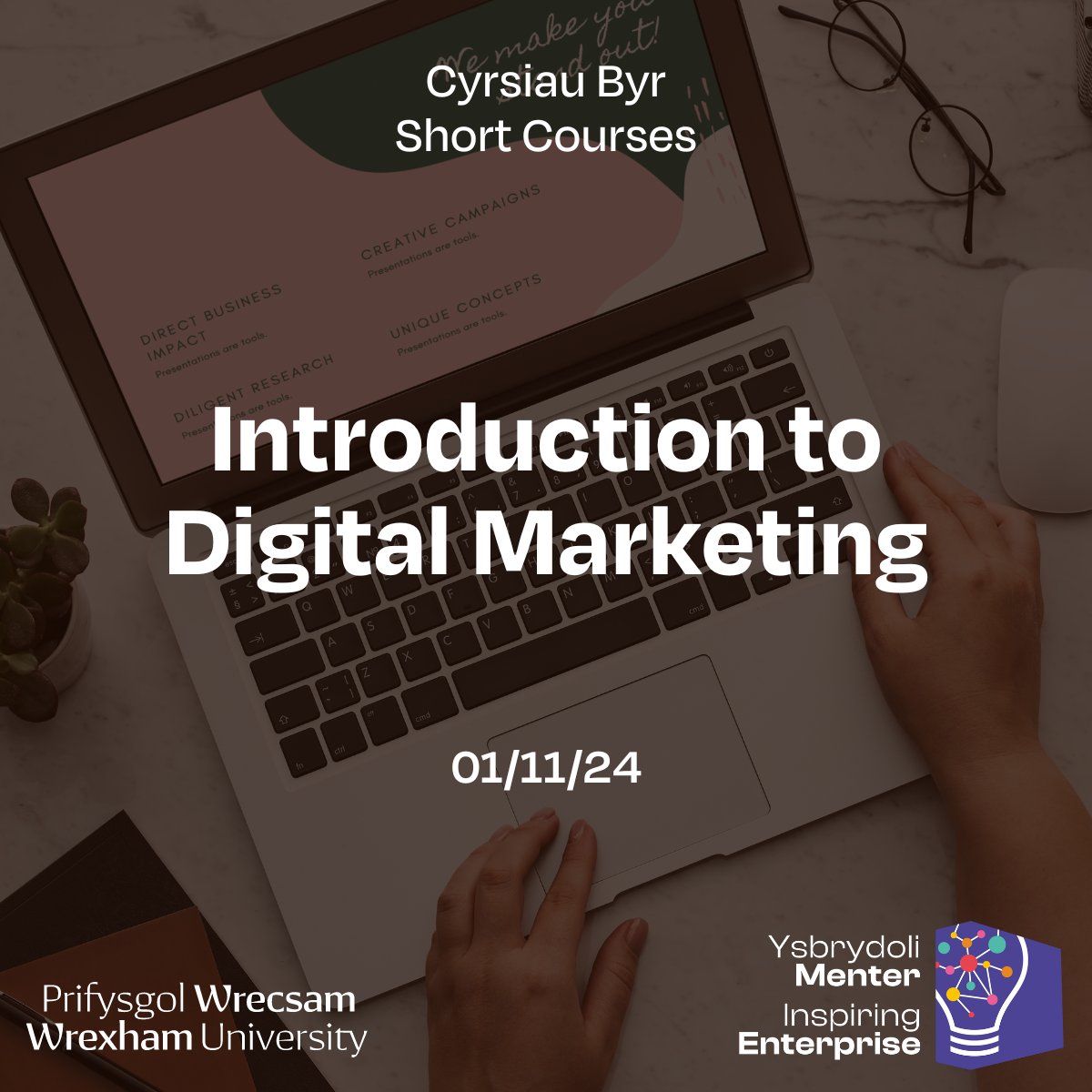 Level up your #digitalmarketing game!

Our self-paced short course starts Nov 1st. Learn how to build a winning strategy, use key tools &amp; analyse results.

Register here: loom.ly/f-qfP_Q 

#WrexhamUni #DigitalMarketingCourse #SelfPacedLearning