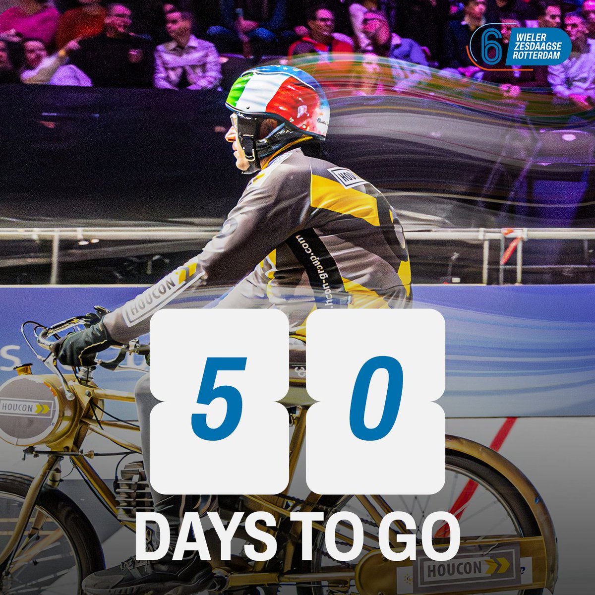 zesdaagse's tweet photo. Nog maar 50 dagen tot de WielerZesdaagse! Maak je klaar voor zes dagen vol adrenaline, spektakel en onvergetelijke momenten in @rotterdamahoy✨. Houd onze socials in de gaten voor de laatste updates!

#WielerZesdaagse #RotterdamAhoy https://t.co/PZdtWfzvLC