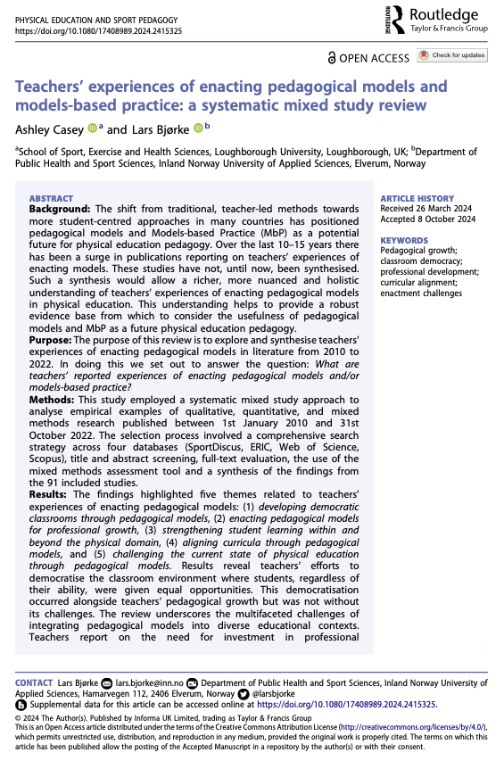 DrAshCasey's tweet photo. [NEW OPEN ACCESS PAPER] I'm delighted to see our systematic review of Models-based Practice in print.  It's taken us 2 years and, we hope, is worth your time to read. It comes with a long overdue apology from me (see page 2). Thanks @larsbjorke for allowing me to include this. https://t.co/1nBTA08abI