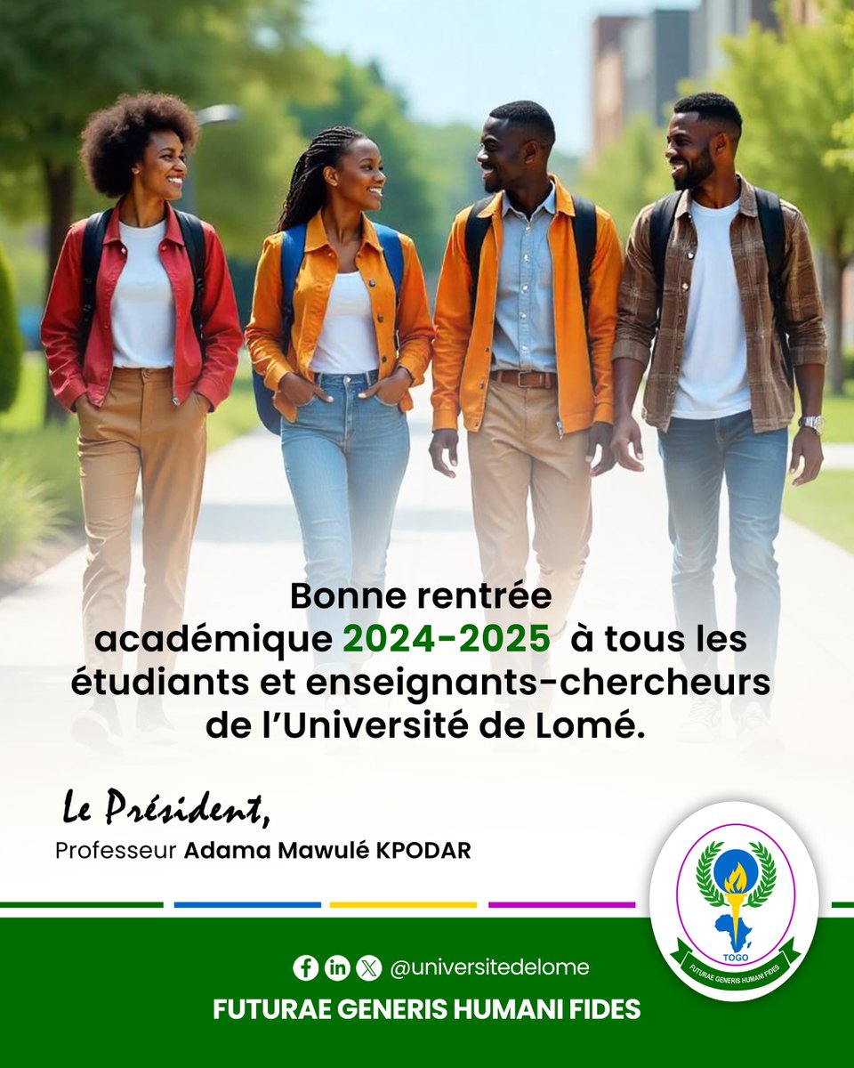 Université de Lomé (@univelometg) on Twitter photo Le Président de <a href="/UniveLomeTg/">Université de Lomé</a>, Prof. <a href="/AdamaKPODAR/">Adama KPODAR</a> , souhaite une bonne rentrée académique aux étudiants et aux enseignants-chercheurs. La foi en l'avenir du genre humain, implique l'assiduité et la persévérance, l'atteinte des objectifs individuels et collectifs...
#UniveLomeTg Le Président de <a href="/UniveLomeTg/">Université de Lomé</a>, Prof. <a href="/AdamaKPODAR/">Adama KPODAR</a> , souhaite une bonne rentrée académique aux étudiants et aux enseignants-chercheurs. La foi en l'avenir du genre humain, implique l'assiduité et la persévérance, l'atteinte des objectifs individuels et collectifs...
#UniveLomeTg