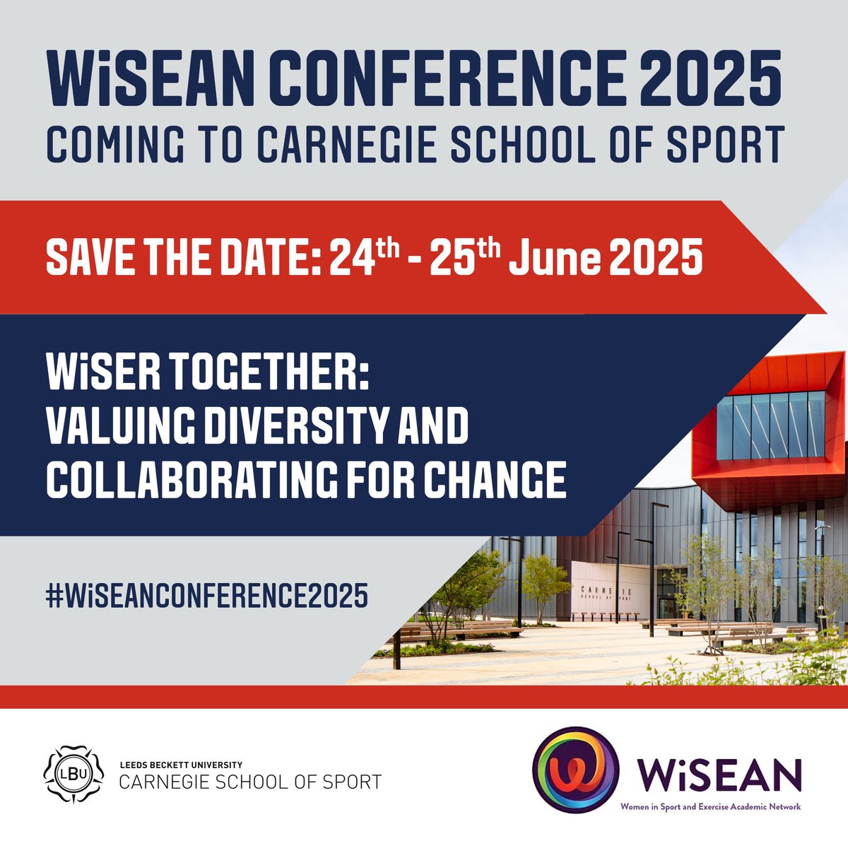 The Centre for Social Justice in Sport & Society (@thecsj_sport) on Twitter photo 🚨Save the Date🚨
#WiSEANCONFERENCE2025 <a href="/leedsbeckett/">Leeds Beckett</a>
Our goals are:
🤝 A collaborative, multi-disciplinary networking space
🏅 Celebrating diverse colleagues & their research for women & girls in sport
💬 Fostering learning & debate to improve all levels of women & girls’ sport 🚨Save the Date🚨
#WiSEANCONFERENCE2025 <a href="/leedsbeckett/">Leeds Beckett</a>
Our goals are:
🤝 A collaborative, multi-disciplinary networking space
🏅 Celebrating diverse colleagues & their research for women & girls in sport
💬 Fostering learning & debate to improve all levels of women & girls’ sport