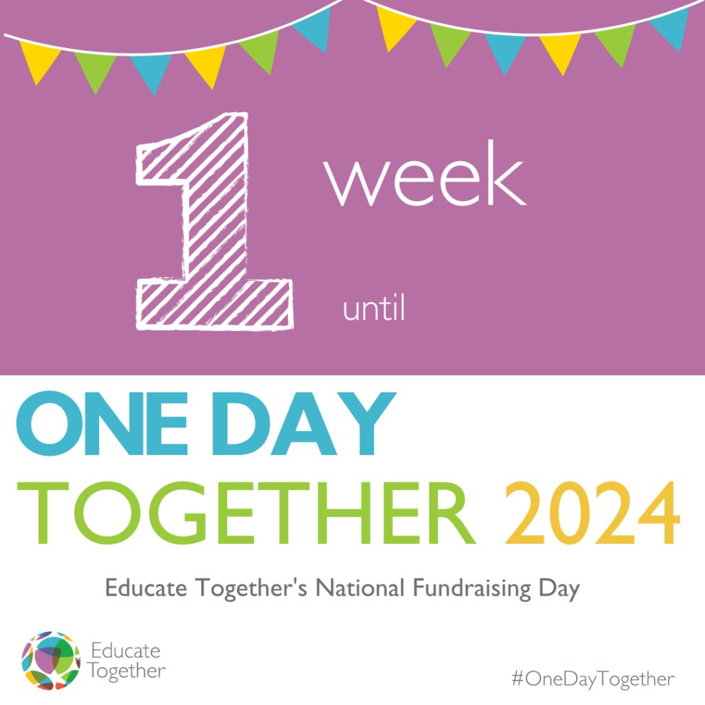 Wicklow2ndLevel's tweet image. One Day Together, Educate Together’s national fundraising day, is fast approaching and we’re asking the whole #EducateTogether community to take part. Spread the word ! NWETSS are having a Fancy Dress Friday Fundraiser on the 25th Oct to raise funds.
