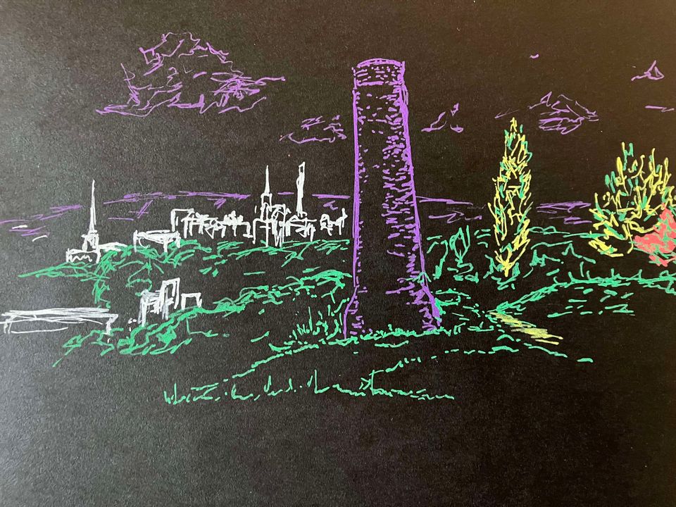 TroopersHill's tweet photo. We loved this sketch of Troopers Hill with the view over to St Aidan's and Wesley Memorial churches. https://t.co/ZH5lN1HMlt
