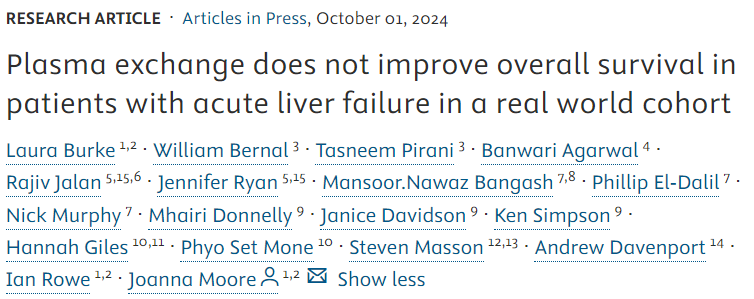JHepatology's tweet photo. 🆕Article in press❕

Plasma exchange does not improve overall survival in patients with acute liver failure in a real world cohort

Read it here👉https://t.co/esxohfrPIr

#LiverTwitter https://t.co/QX5VkR5C9s