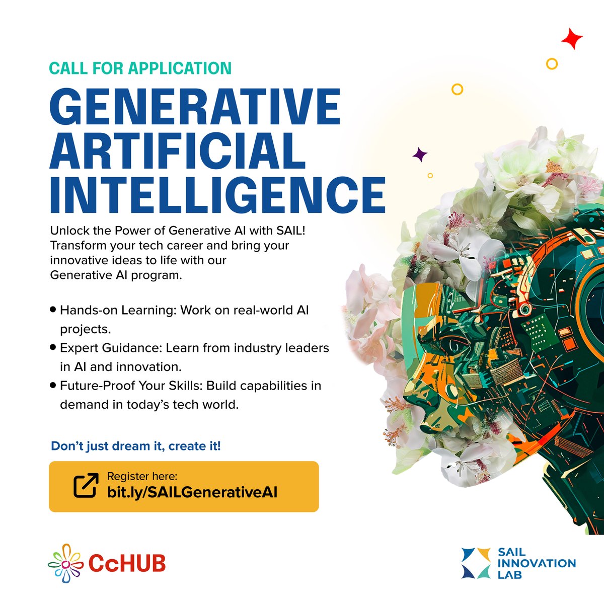 sailnigeria's tweet image. SAIL is excited to announce that applications are NOW OPEN for our Generative AI Training Program!

🔍 Who should apply?
- Innovators, tech enthusiasts, and curious minds
- Developers, engineers, and creatives