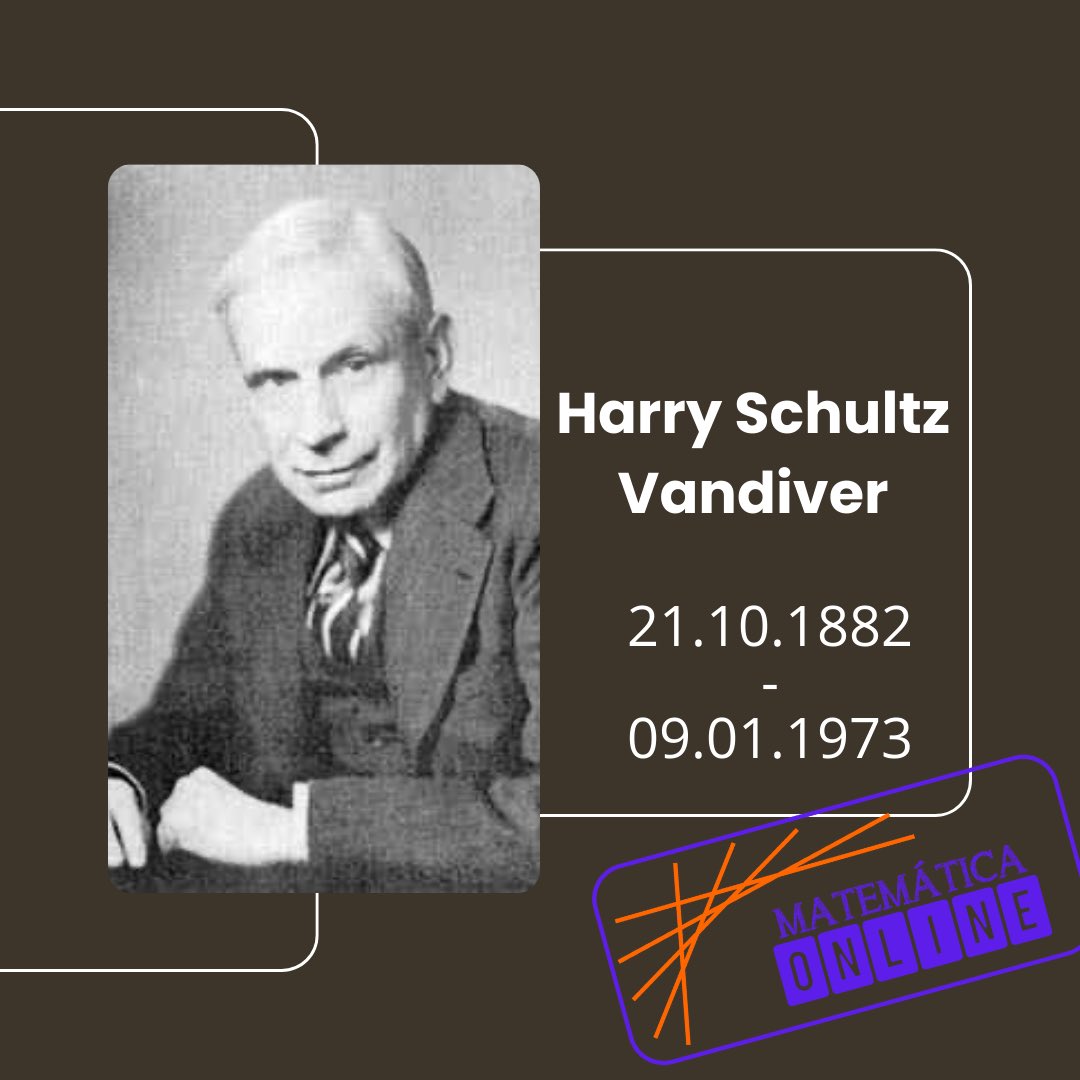 matematiconline's tweet photo. 👉 matemático do dia ✏️

Harry Schultz Vandiver
21.10.1882 - 09.01.1973

Matemático americano, conhecido pelo seu trabalho em teoria dos números. 

#math #nunorosario #mathshistory #historiadamatematica #mathematiciansbornonthisday #matematica #matematico #matematicaonline https://t.co/rn3ay4XJSl