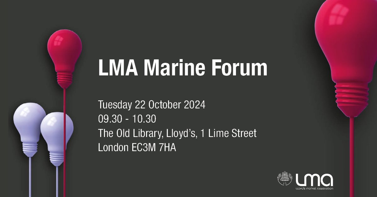 On 22 October, join the LMA for an overview of the industry topics concerning each committee and the issues discussed at the recent IUMI Berlin Conference.

Register here to attend: lmalloyds.com/LMA/Events/LMA…

#Marine #Lloyds #LMA