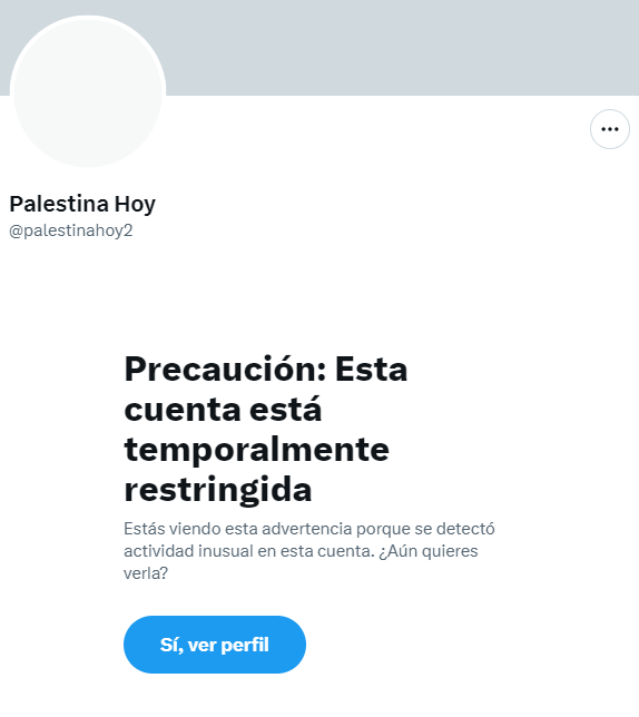 Palestinahoy01's tweet photo. Hemos recuperado nuestra cuenta alternativa tras ser bloqueada por Twitter (X).

Les invitamos a seguir nuestra cuenta alternativa @palestinahoy2 

No a la censura. https://t.co/QM76KmPFYo