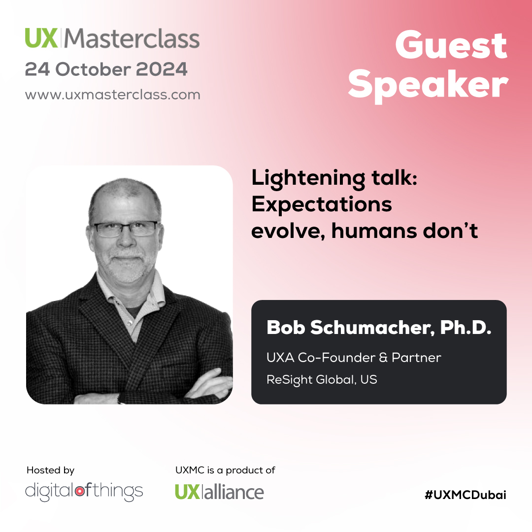 uxTBE's tweet photo. ¡#UXMC2024! Únete a Bob Schumacher, un experto en UX con 30 años en el campo, mientras presenta “Las expectativas evolucionan, los humanos no.” ¡No te lo pierdas! 

Regístrate ahora: https://t.co/KZ4aXc2uSB
24 de octubre de 2024 en Dubai Knowledge Park #UXMCDubai #UXMasterclass https://t.co/EkmaNQh5Qk