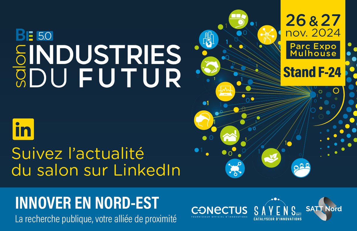 SATT_SAYENS (@satt_sayens) on Twitter photo Retrouvez nous les 26 et 27 novembre 2024 au Parc Expo de Mulhouse pour le Salon <a href="/IndustriesFutur/">BE 4.0 Salon Industries du Futur</a> . Un événement incontournable pour découvrir les dernières innovations technologiques et rencontrer les acteurs clés de l'industrie !
Pour en savoir + :
➡️ sayens.fr/evenements/ent… Retrouvez nous les 26 et 27 novembre 2024 au Parc Expo de Mulhouse pour le Salon <a href="/IndustriesFutur/">BE 4.0 Salon Industries du Futur</a> . Un événement incontournable pour découvrir les dernières innovations technologiques et rencontrer les acteurs clés de l'industrie !
Pour en savoir + :
➡️ sayens.fr/evenements/ent…