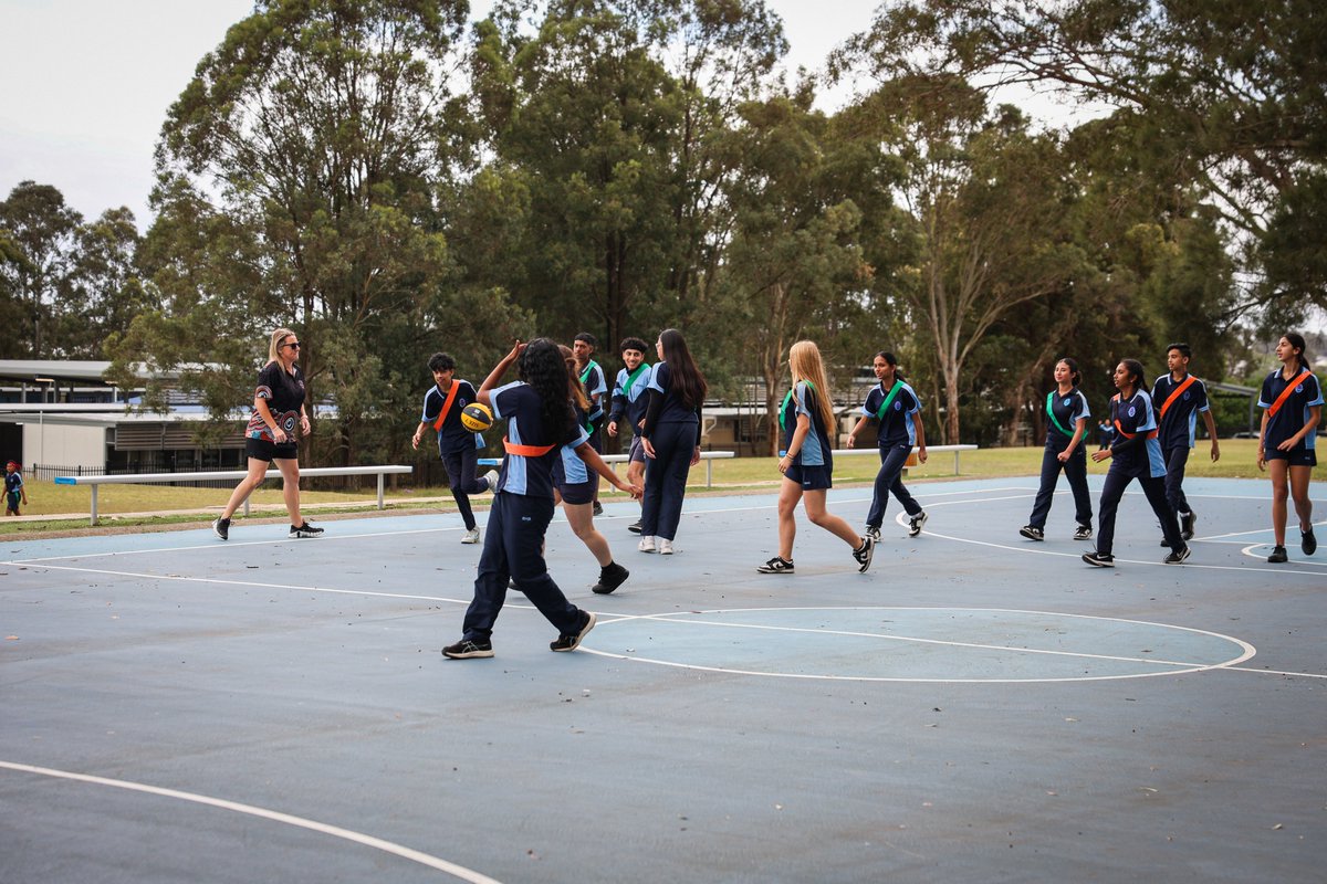 pruecar's tweet photo. It was great see and hear Riverstone High School students laughing and tearing up the basketball courts this morning. Learning without the distraction of mobile phones is making our students happier and healthier. 🏀🥹