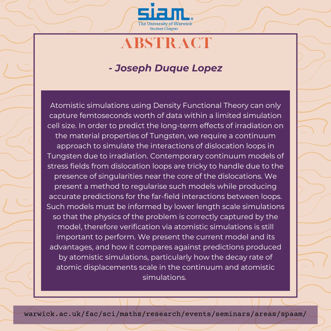 This week’s SPAAM seminar will be presented by Grega Saksida (Maths CDT) and Joseph Duque Lopez (HetSys CDT) from Warwick!