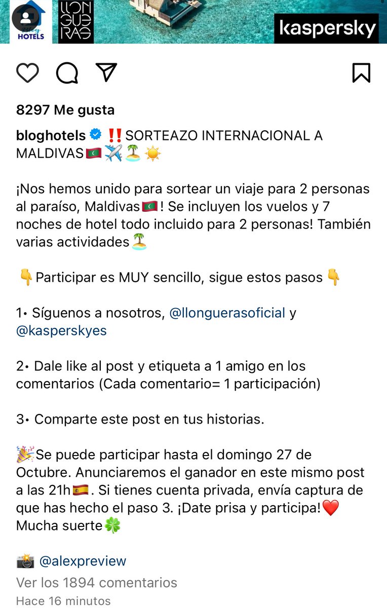 josegabriel667's tweet photo. @BlogHotelsTimo @adeuraco aquí tenéis una nueva marca estafadora colaborando con Albert y Gerard para que puedan volver a irse gratis a Maldivas. Es alucinante @KasperskyES https://t.co/R3XAnKTtY7