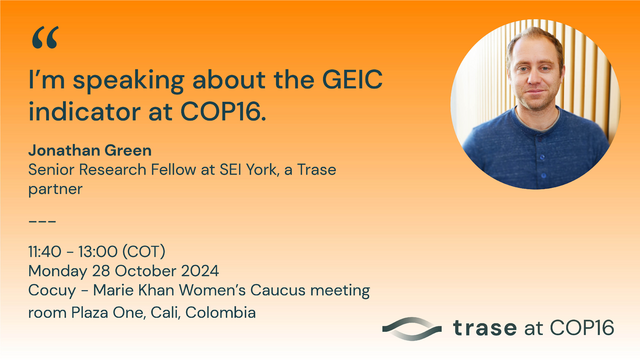 📊The GEIC indicator is a component indicator for Target 16 of the GBF - ensuring sustainable consumption choices.
Jonathan Green will speak at a #COP16 discussion alongside <a href="/WWF/">WWF</a> about our work on monitoring progress towards Target 16.
Join us: sei.org/events/cbd-cop…

#COP16Cali