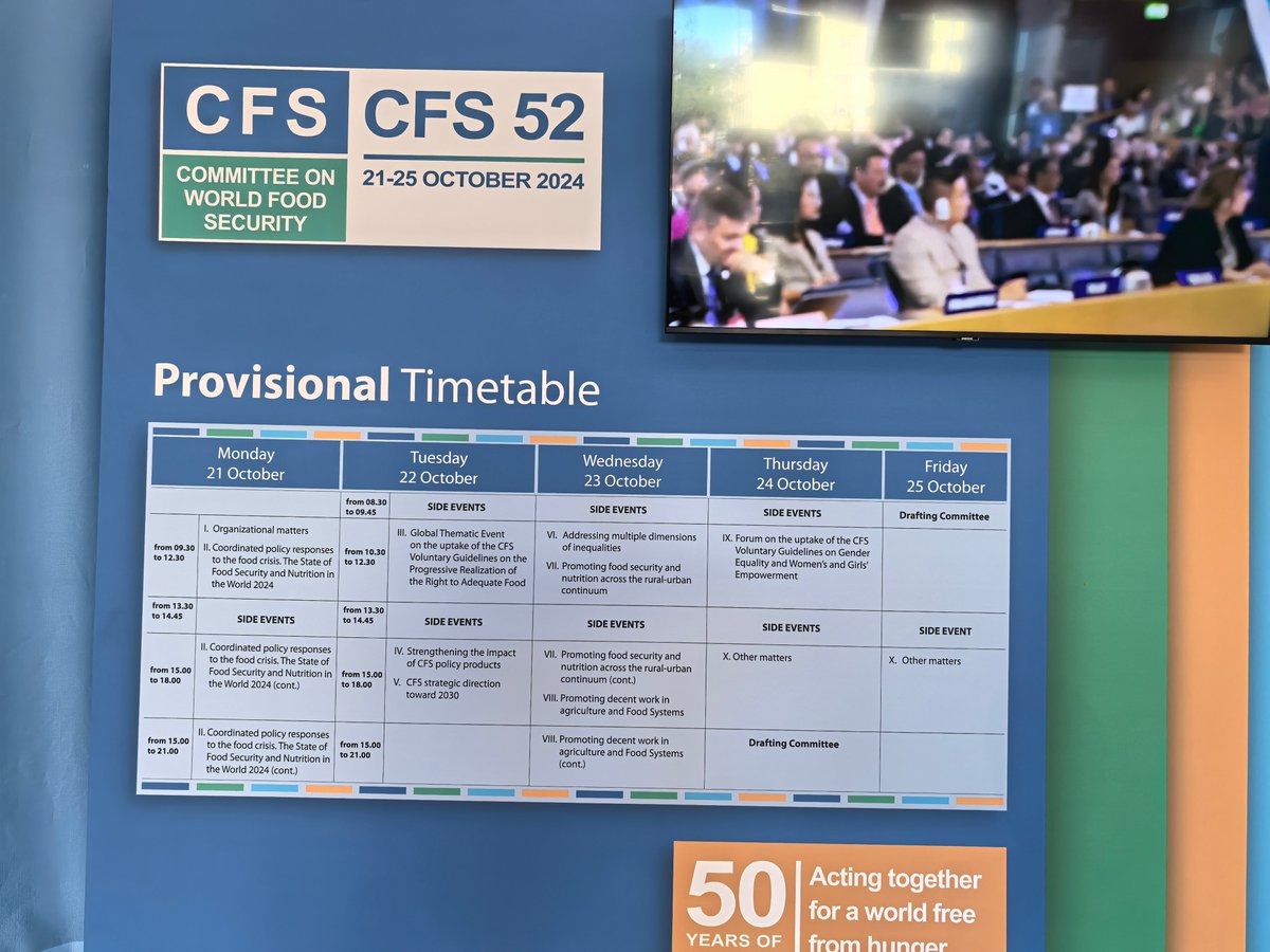 WAOSD_2408's tweet photo. #CFS52 is now underway! The Committee on World Food Security's 52nd session has officially begun. Delegates from @CBCGDF_China are already on-site and ready to engage in this exciting event. #foodsecurity #biodiversity #youthengagement #foodsafety #50yearsofCFS #SDGs https://t.co/Ozraf2LVqJ