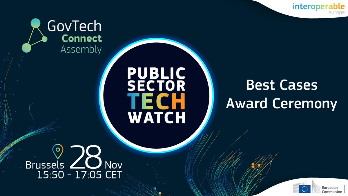 InteroperableEU's tweet image. 📢The finale of the #PublicSectorTechWatch #BestCasesAwards will take place at the #GovTechConnectAssembly on 28/11!

Register📝 via the link below to see the winners live in #Brussels. Seats💺 on-site are limited!
👉forms.monday.com/forms/996abad9…

All nominees:👉europa.eu/!t7QTtY