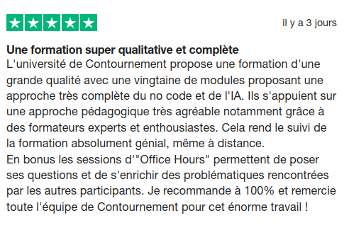 On se lève pour ça tous les matins 🤗

4 mois après le lancement de notre offre Contournement Université, on pense pouvoir dire sereinement qu'on est arrivé à créer le parfait environnement pour apprendre le #nocode en ligne 🤓