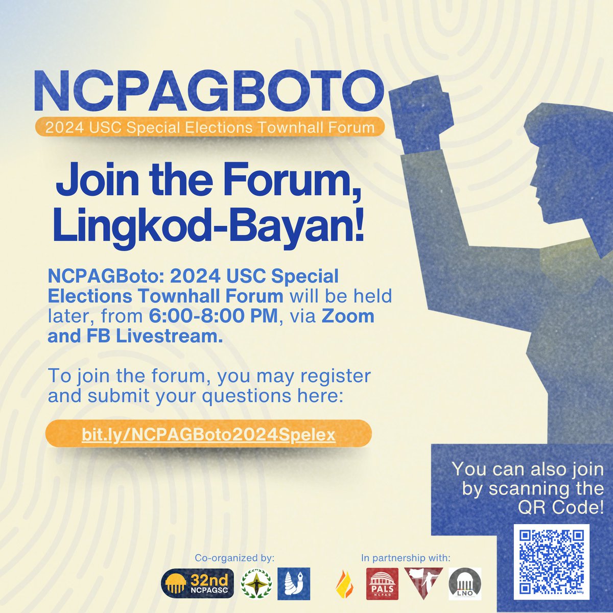 Join the forum, Lingkod-Bayan!

NCPAG-Umalohokan together with <a href="/upstpa/">UP STPA @ 37</a> and <a href="/upncpagsc/">UP NCPAG SC</a> co-organized a townhall forum inviting the USC Candidates for the NCPAG student body to get to know more about them. 

Follow this thread for the live coverage.