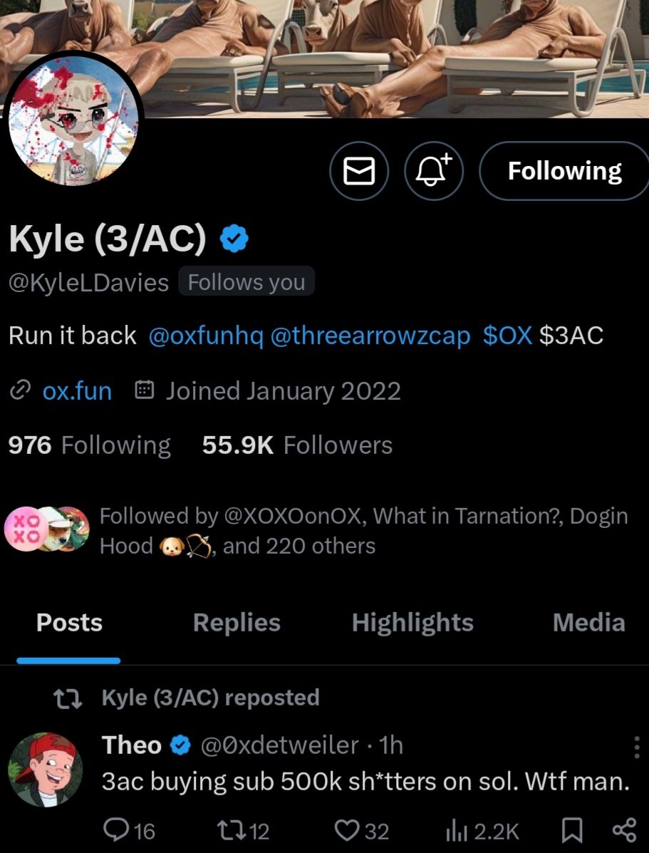 Waking up and someone shilling $TW and leaking that 3ac were in then getting a follow and RT from <a href="/KyleLDavies/">Kyle</a> was not on my bingo card