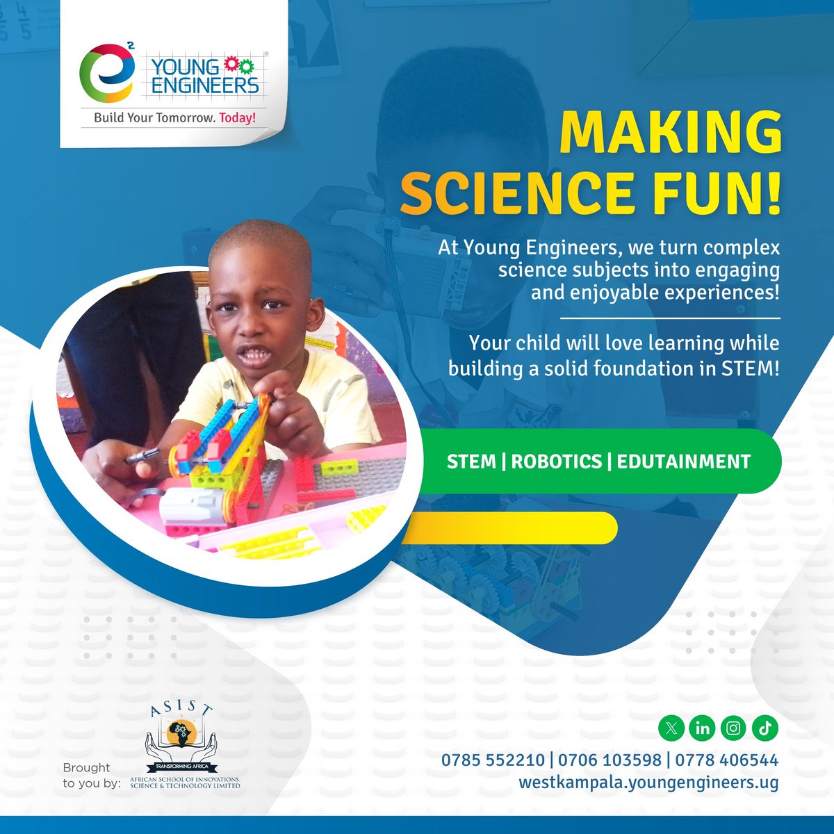 <a href="/YoungEngneersUG/">Young Engineers Uganda</a>: we make learning science an exciting adventure! 🌟 We simplify complex concepts, making them easy to understand and retain. Your child will have a blast building a strong STEM foundation! 🚀 Join us and watch them thrive! Register now!