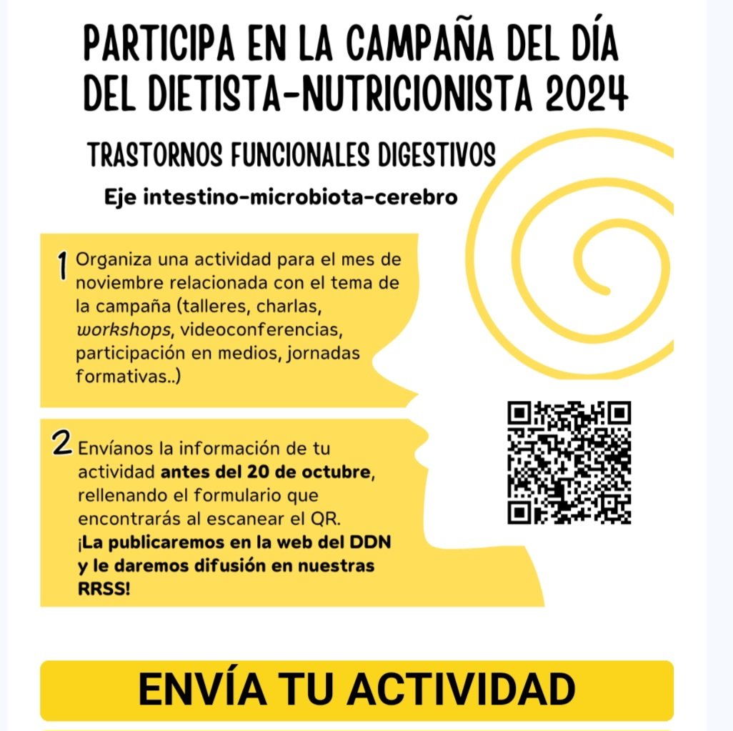 Alma Palau (@alma_palau) on Twitter photo Quedan pocos días para lanzar la campaña para el Día del Dietista-Nutricionista 2024, que hablará este año sobre Trastornos Funcionales Digestivos. PARTICIPA!
docs.google.com/forms/d/e/1FAI…
Cc <a href="/CGCODN_Oficial/">Consejo General Colegios Oficiales D-N</a> <a href="/aedninforma/">La Academia</a> Quedan pocos días para lanzar la campaña para el Día del Dietista-Nutricionista 2024, que hablará este año sobre Trastornos Funcionales Digestivos. PARTICIPA!
docs.google.com/forms/d/e/1FAI…
Cc <a href="/CGCODN_Oficial/">Consejo General Colegios Oficiales D-N</a> <a href="/aedninforma/">La Academia</a>