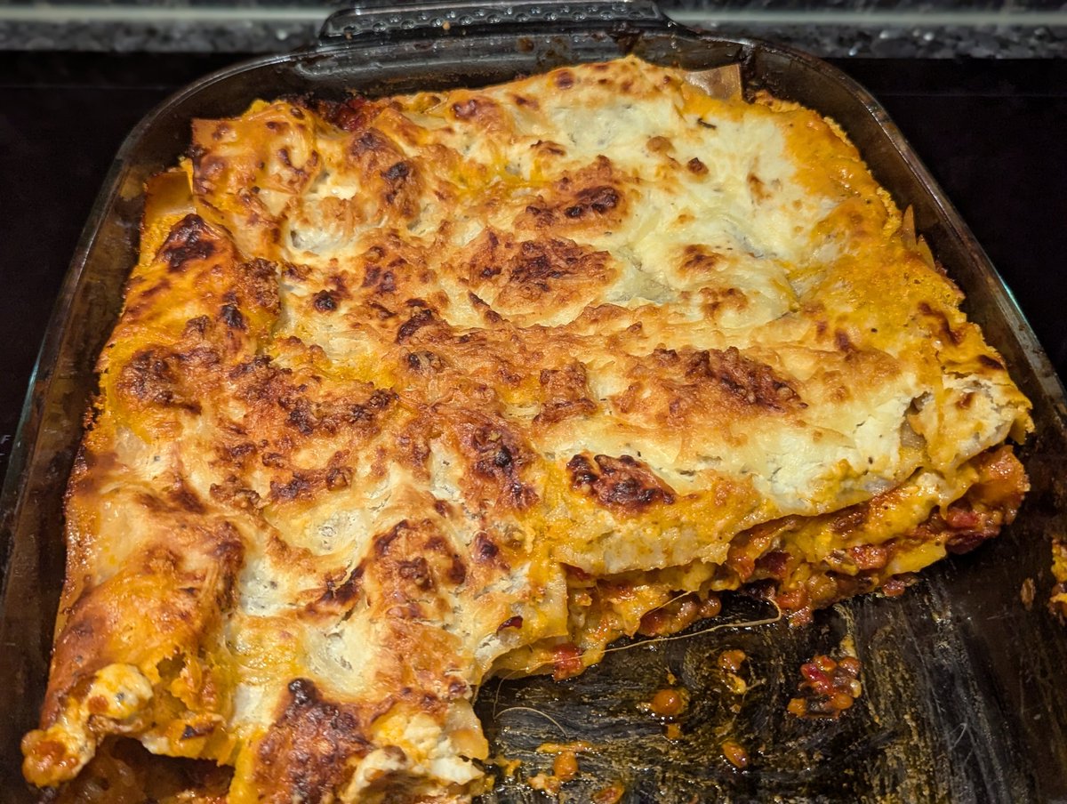 DaBossBun's tweet photo. Made the Store Cupboard Lasagna from @sortedfood CBA3 book. Really delicious and totally unique, so quick and easy compared to a traditional lasagna and so darn good! https://t.co/Z4d6yfI5ml