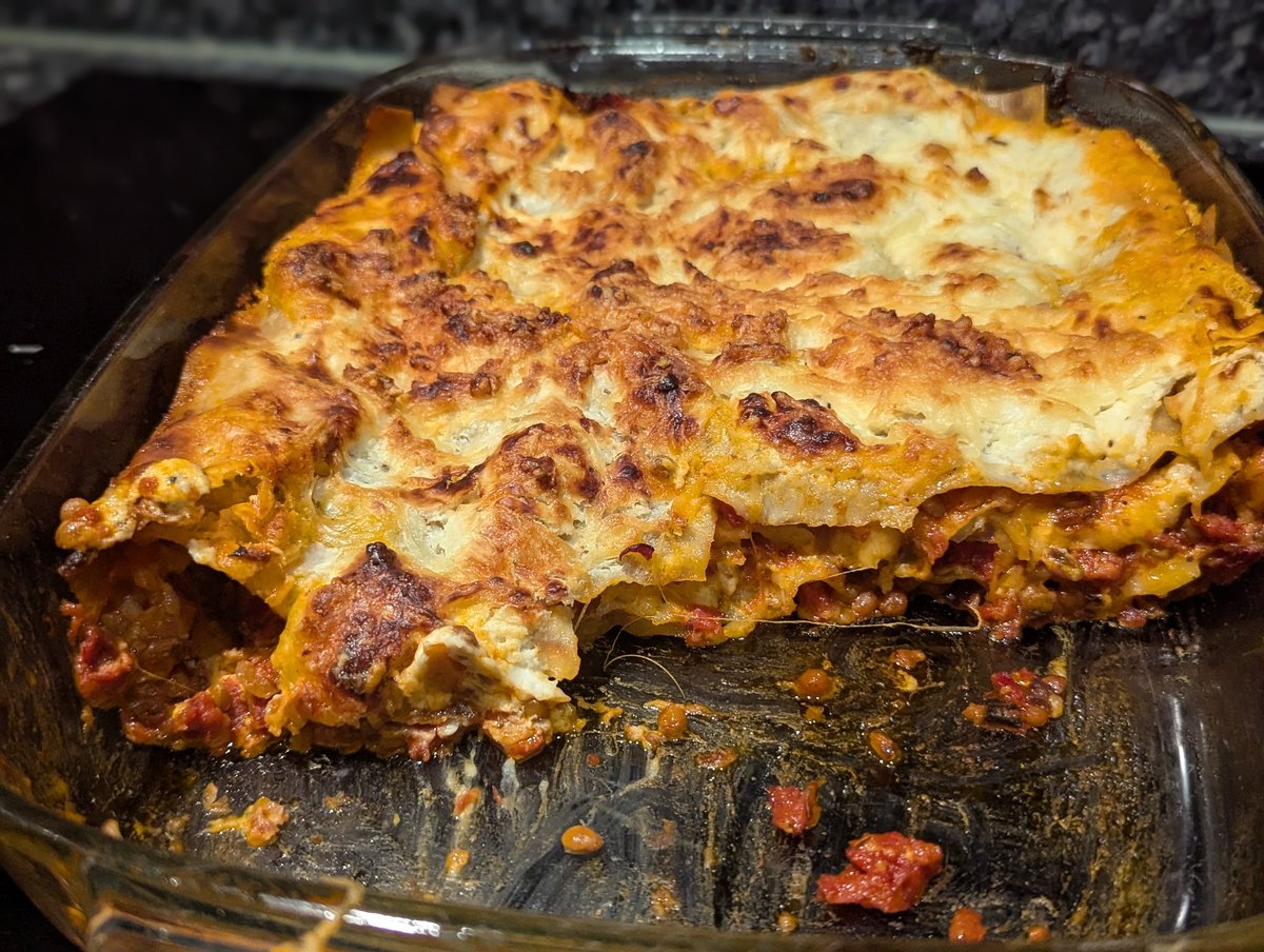 DaBossBun's tweet photo. Made the Store Cupboard Lasagna from @sortedfood CBA3 book. Really delicious and totally unique, so quick and easy compared to a traditional lasagna and so darn good! https://t.co/Z4d6yfI5ml