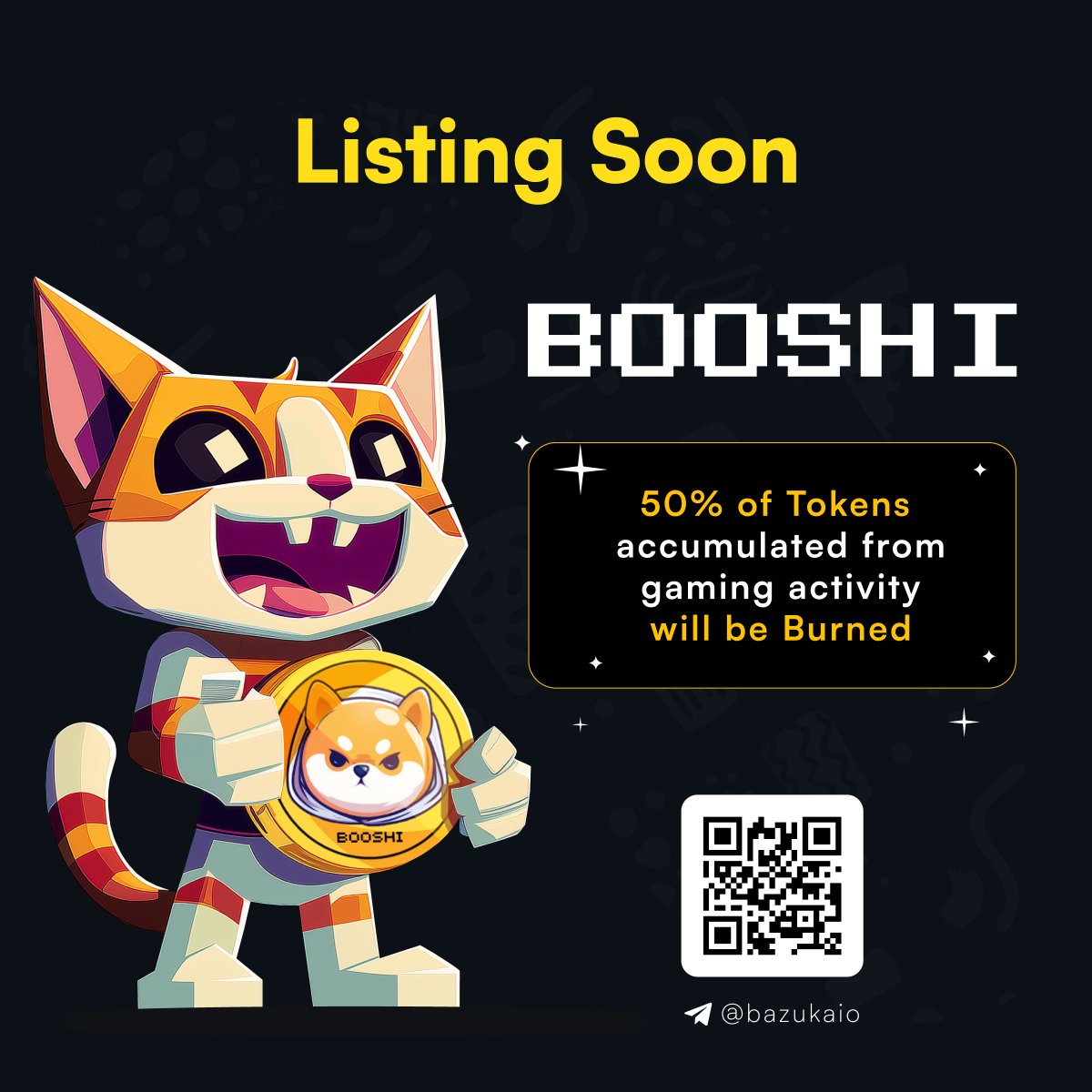$BOOSHI utility starts now! We are getting listed on bazuka.io @bazukaio where Booshi holders can play hundreds of different games and win big prizes! 💍💍
Additionally, we will burn 50% of the tokens accumulated making Booshi deflationary from the beginning!