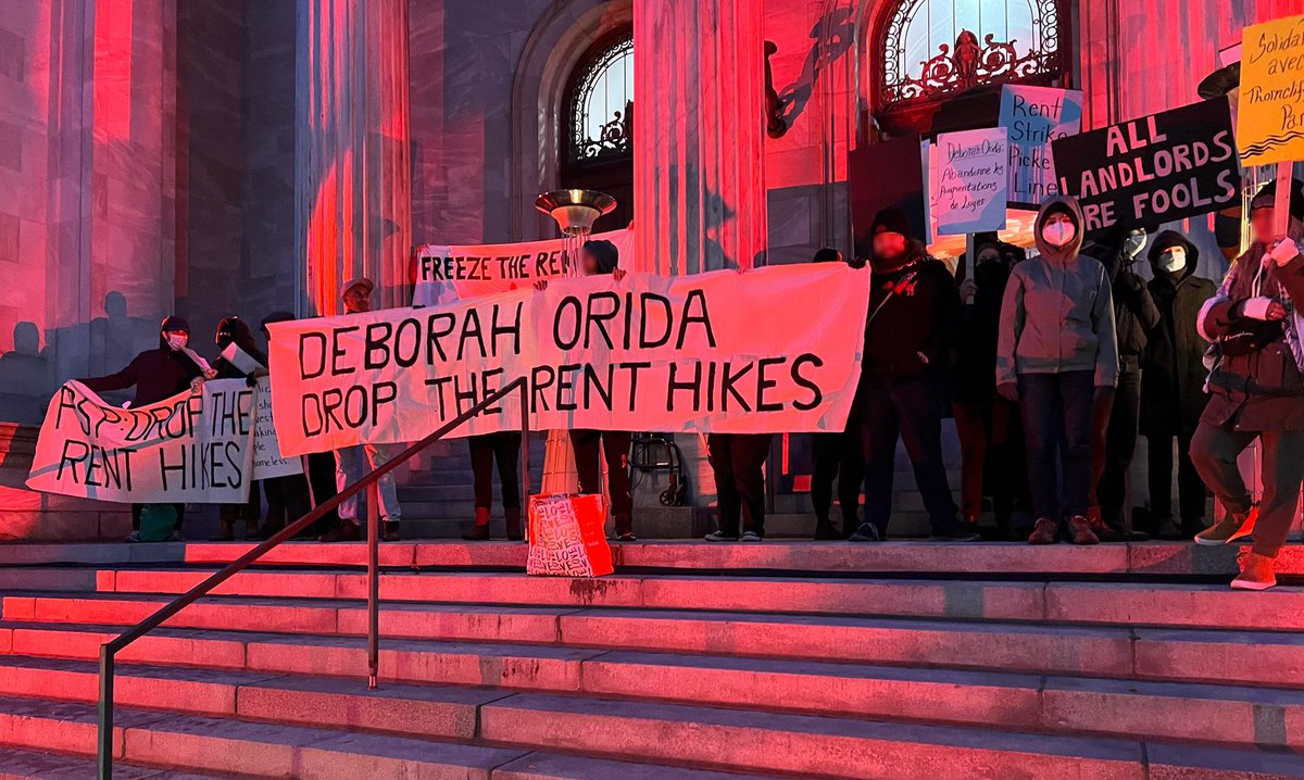 Thorncliffe Park tenants and supporters protested this weekend at a gala in Montreal co-chaired by PSP Investments CEO Deborah Orida.

Our rent strike in protest of above guideline rent increases being sought by PSP Investments and Starlight Investments continues.