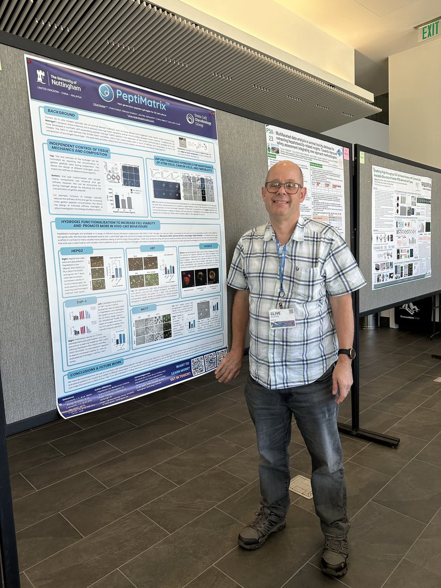 PeptiMatrix's tweet image. We're at the 13th annual meeting of ASCCT in NC 🇺🇸! If you're interested in a more reliable, reproducible, and ethical 3D cell culture platform, come and speak to Clive at our poster (PSI-23)!
#animalfree #hydrogels #3dcellculture #ASCCT