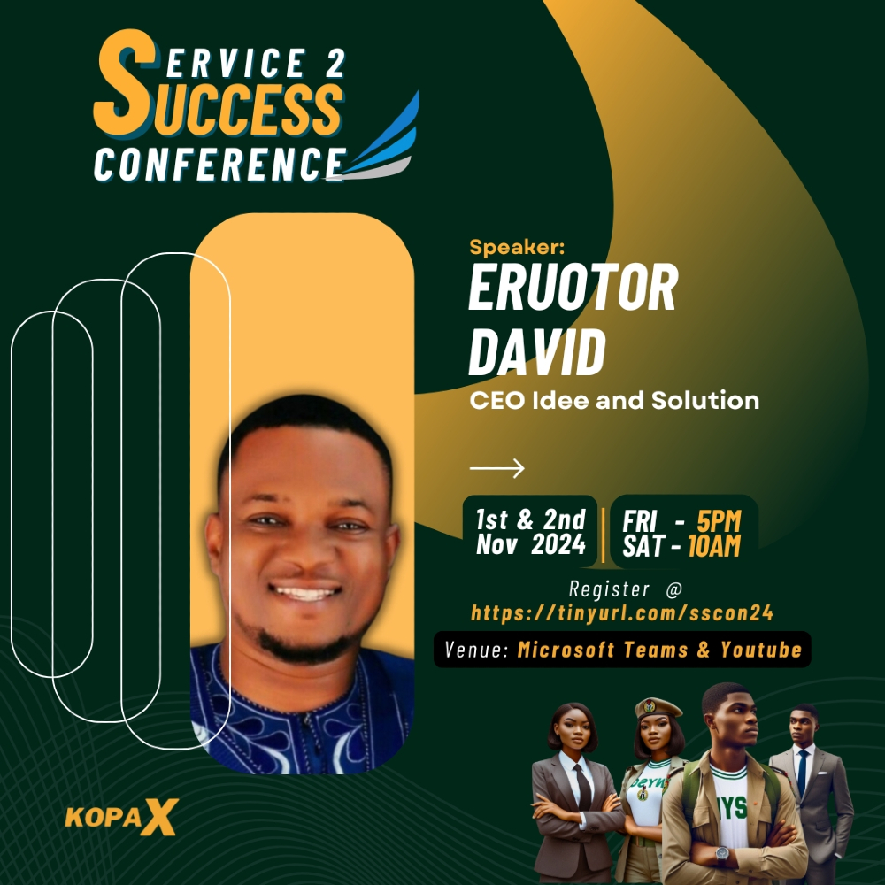 Kopa__X's tweet photo. 🎙️ Speaker Spotlight: Mr David Eruotor
We’re honored to have @davidrukeme, Chief Executive Officer  @ideeandsolution, join us at Service 2 Success conference!.
This is a session you won’t want to miss!
link in bio. https://t.co/05EmzOZOa0