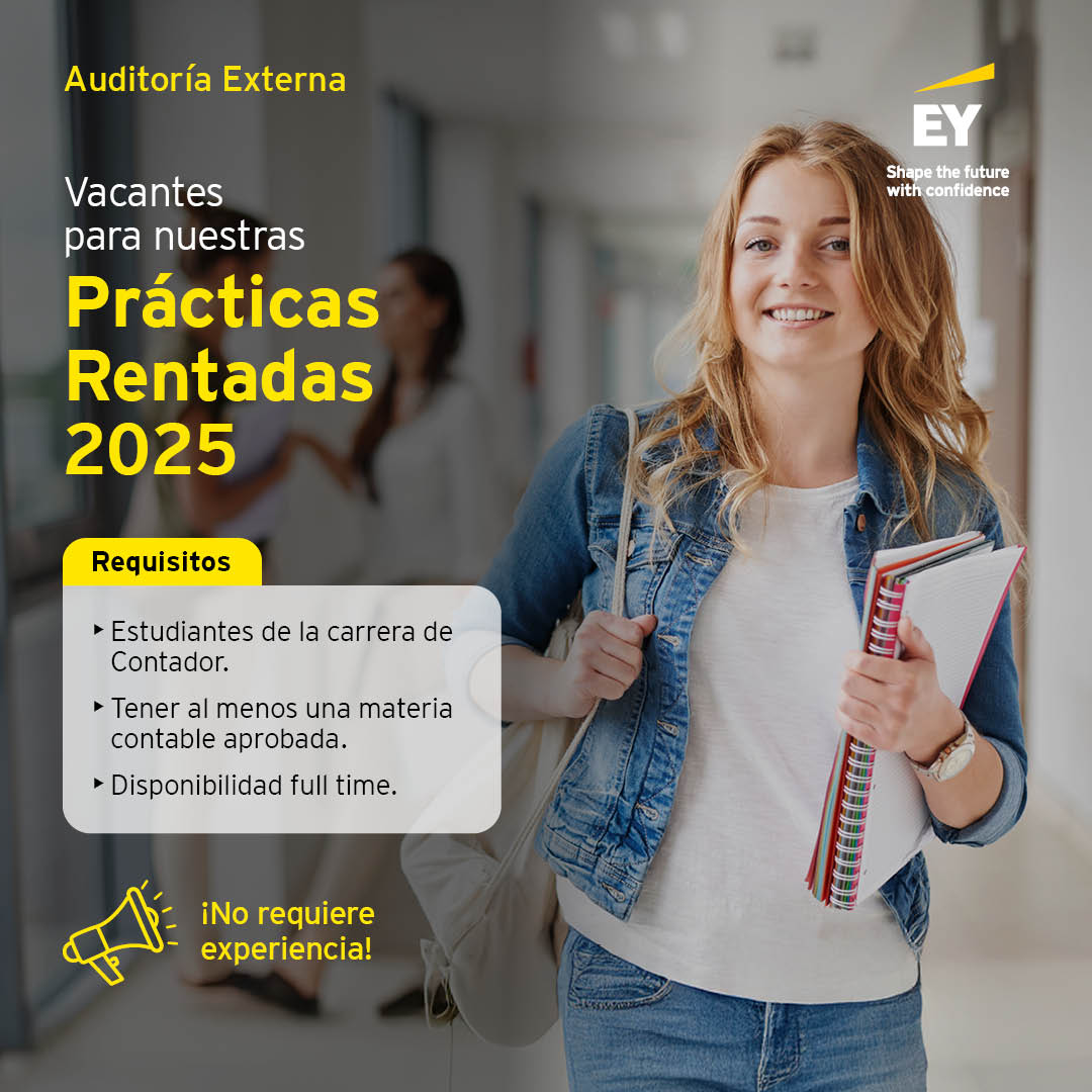 EY_CareersAR's tweet image. 📢 ¡Sumate a nuestras Prácticas Rentadas en #AuditoríaExterna!

🔍 ¿Quiénes pueden aplicar?

✅ Estudiantes de #Contador con al menos una materia contable aprobada.
✅ ¡No requiere experiencia!

¡No te pierdas esta oportunidad!

Postulate acá 👉 go.ey.com/4eaRoiZ