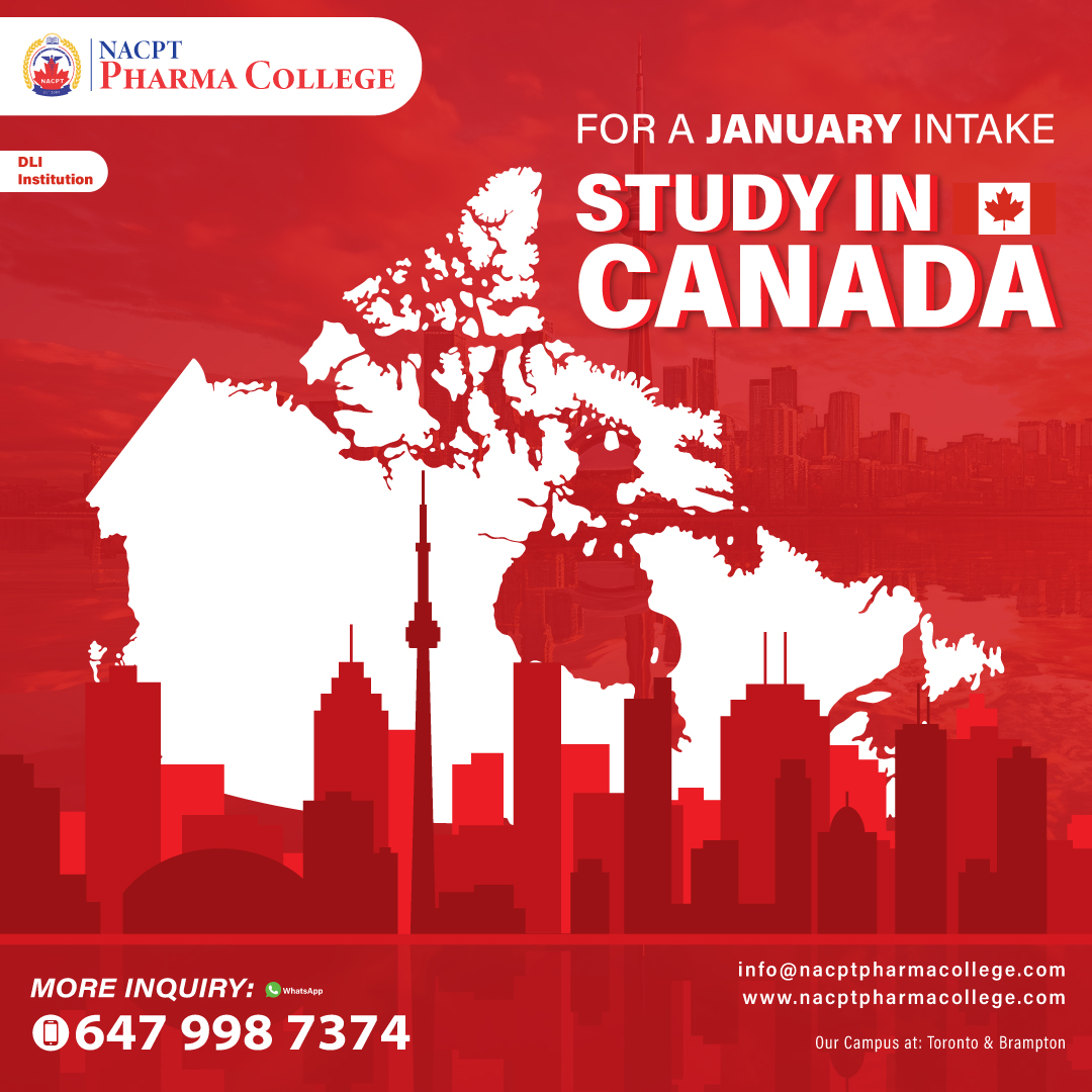 Study in Canada - January Intake!
Take the opportunity to study in Canada with NACPT Pharma College! Check the Best Program Options with us.

🔍 For More Information, Contact Us:
📞 +1 (647) 998 7374
🌐 nacpt.ca
📍 Visit Us at Toronto, Brampton
NacptPharmaColleg