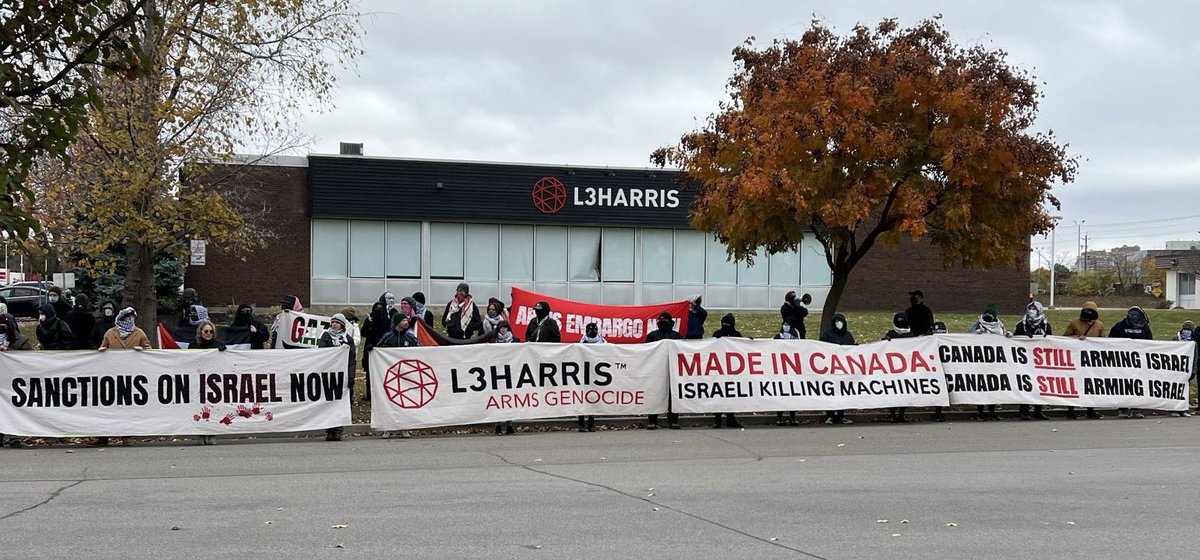 Picket lines at L3Harris have come down, but the action is not over: 

👉Go to armsembargonow.ca to demand Canada impose an immediate two-way #ArmsEmbargoNow on Israel.

No more business-as-usual for companies complicit in occupation, apartheid and genocide. #FreePalestine