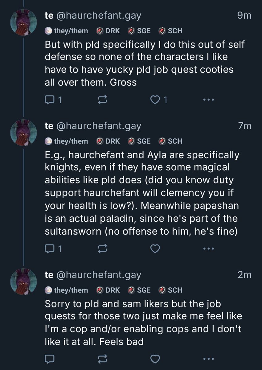 Been doing some loreposting™ over on the other place. Check out haurchefant.gay if you want to see more good and correct takes like these