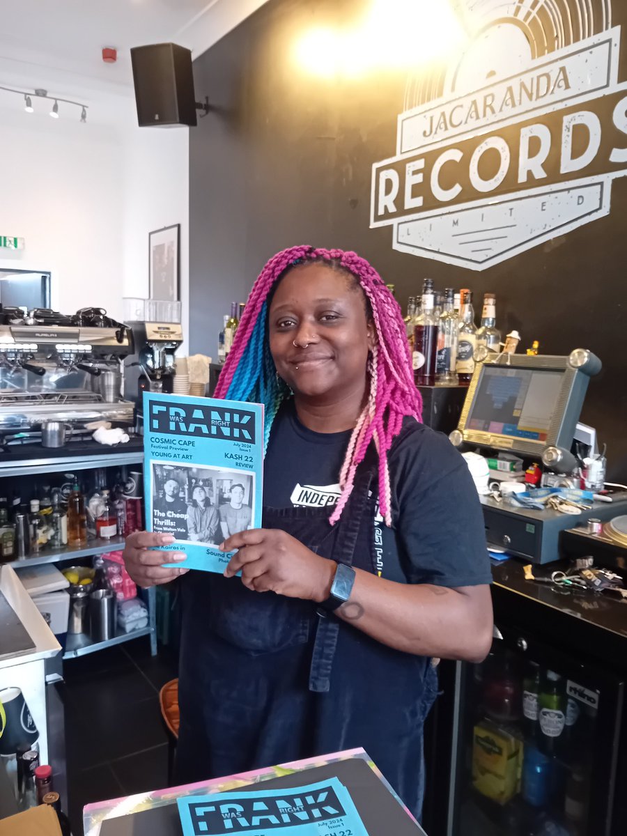 They put on great gigs in the basement at <a href="/jacrecordstore/">Jacaranda Record Store</a> but they've got the latest issue of <a href="/frankmag24/">Frank Was Right Mag</a> in the shop up the stairs. Features <a href="/theheavynorth/">The Heavy North</a> <a href="/milestemp_/">Miles Temp</a> <a href="/cosmiccapefest/">Cosmic Cape</a> and <a href="/VonPip/">Andy Von Pip</a> interview. Wait you waiting for?