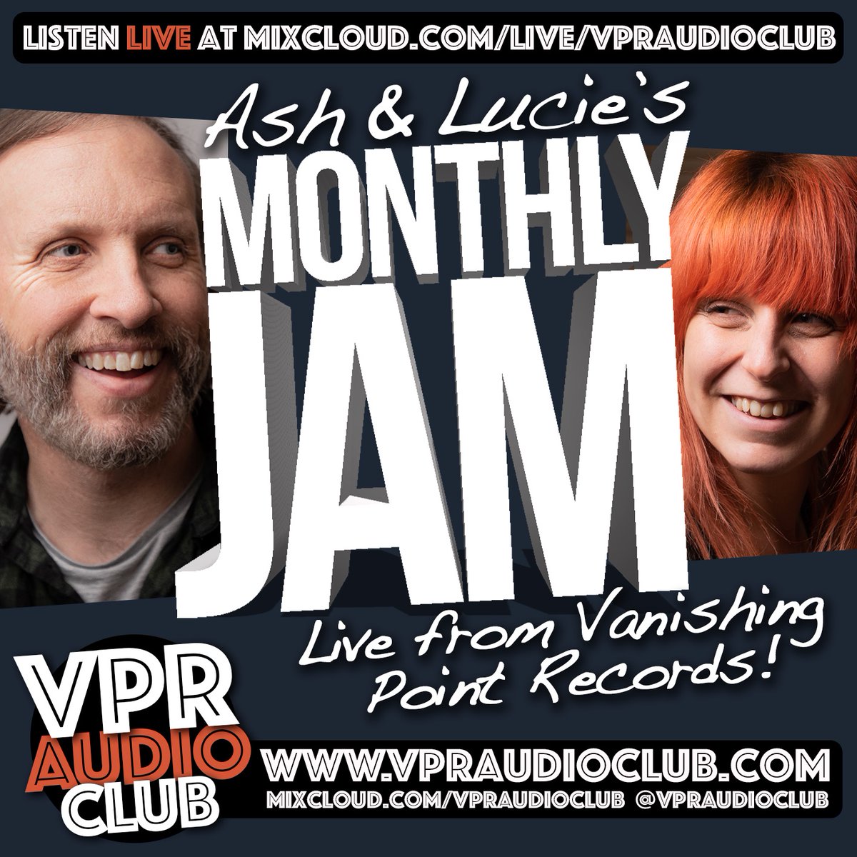 VPR Audio Club (@vpraudioclub) on Twitter photo Coming your way from 11am today, it's...
The Monthly Jam LIVE with @ashbirdtweets & @lucie_delacy from our <a href="/VPRecordsStore/">Vanishing Point Recs</a> studio.
Tune in for new and classic indie, alt-rock, wonky pop and much more.
👂LISTEN: mixcloud.com/live/VPRAudioC… Coming your way from 11am today, it's...
The Monthly Jam LIVE with @ashbirdtweets & @lucie_delacy from our <a href="/VPRecordsStore/">Vanishing Point Recs</a> studio.
Tune in for new and classic indie, alt-rock, wonky pop and much more.
👂LISTEN: mixcloud.com/live/VPRAudioC…