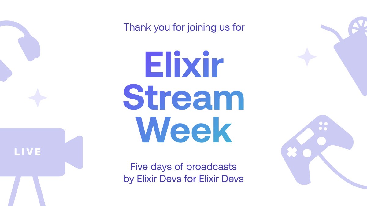 Last week we hosted Elixir Stream Week – a full week of <a href="/elixirlang/">The Elixir programming language</a> broadcasts, all streamed using Elixir software. 
Here are some stats that you might find interesting!

💻 The whole event was running on a single 32 cores, 64 threads machine 
👁️ We had a peak of 409 viewers