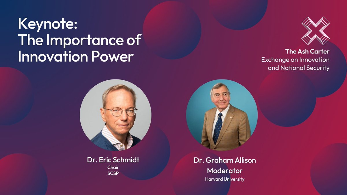 scsp_ai's tweet photo. We are excited to welcome Dr. @ericschmidt and Dr. @GrahamTAllison for a discussion on the importance of innovation power, at the #CarterExchange in Boston, MA on Nov. 1st.  See the full agenda and join the waitlist here: https://t.co/X3f4Q1emrQ https://t.co/E3FWP4LWYg