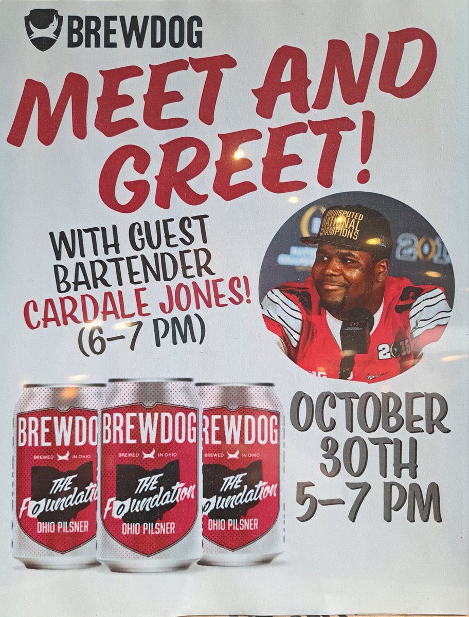 Buckeye Nation! Come check out <a href="/TheFoundation1_/">THE Foundation</a> X <a href="/BrewDog/">BrewDog</a> newest beer collaboration at Giant Eagle Market District, 840 W Third Ave.

Can’t wait to see you there!! O-H!