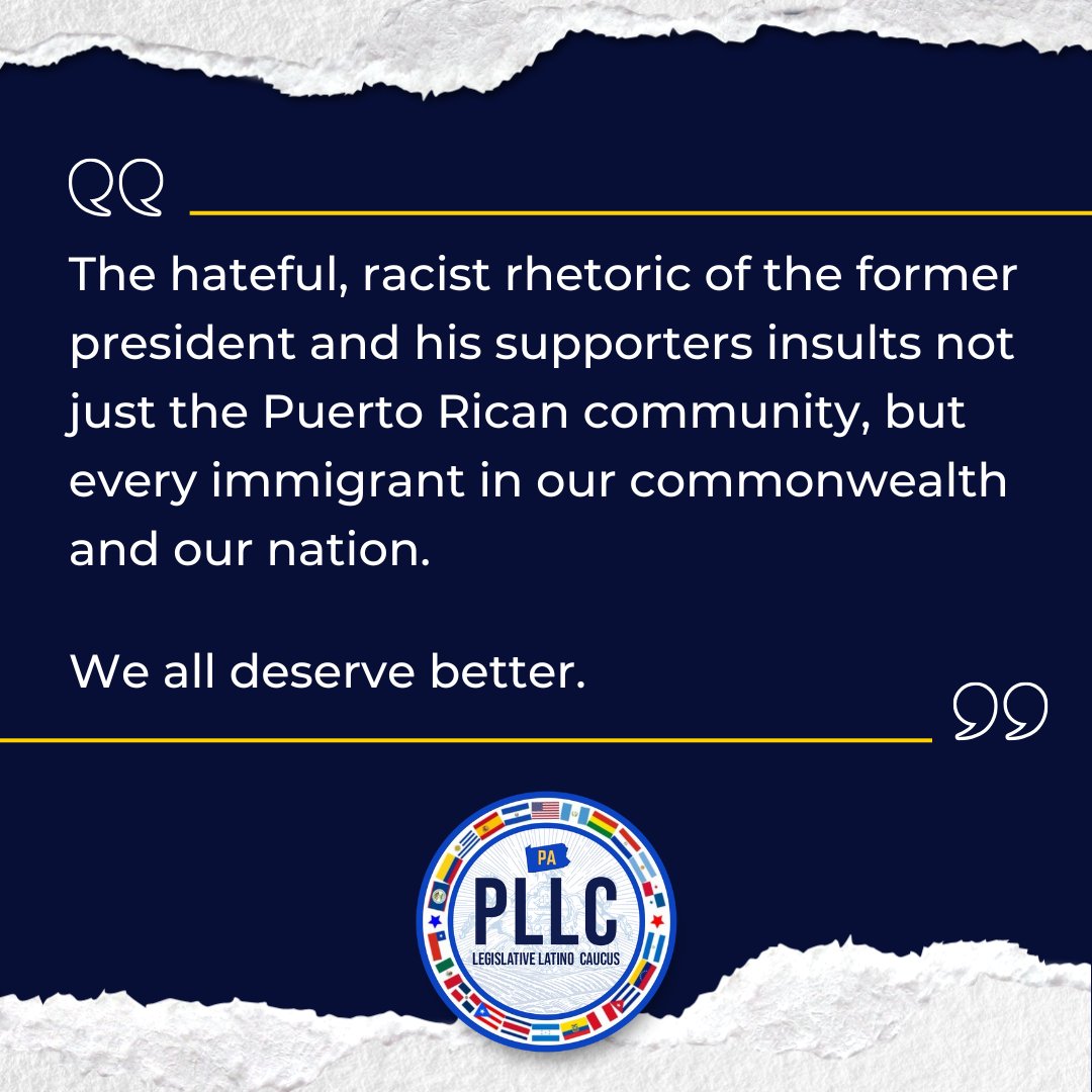 Just in case it wasn’t clear -   

The remarks made at Sunday’s rally were abhorrent, disgusting, and downright racist.